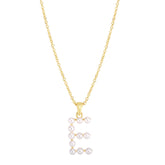 14K Pearl E Initial Necklace